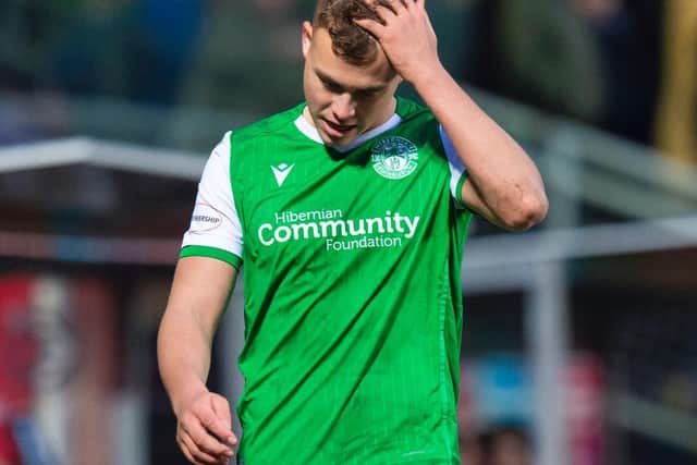 Hibs defender Ryan Porteous was forced off during the Scottish Cup tie with Dundee United on Sunday. Picture: SNS