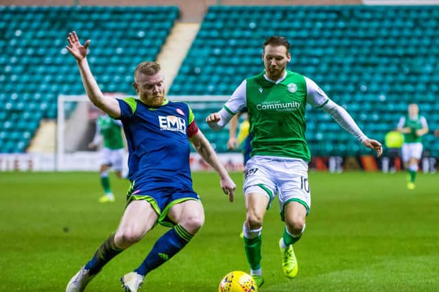 Hibs winger Martin Boyle, right, in action against Hamilton Accies. Picture: SNS