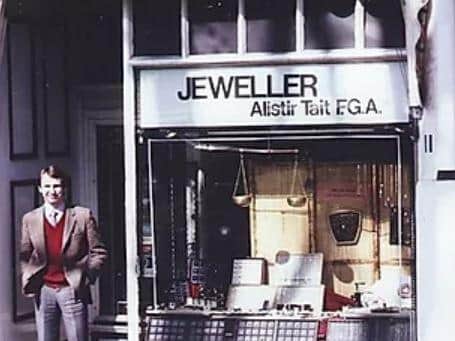 Mr Tait outside the first shop he opened at Barclay Terrace on Bruntsfield links in 1980.