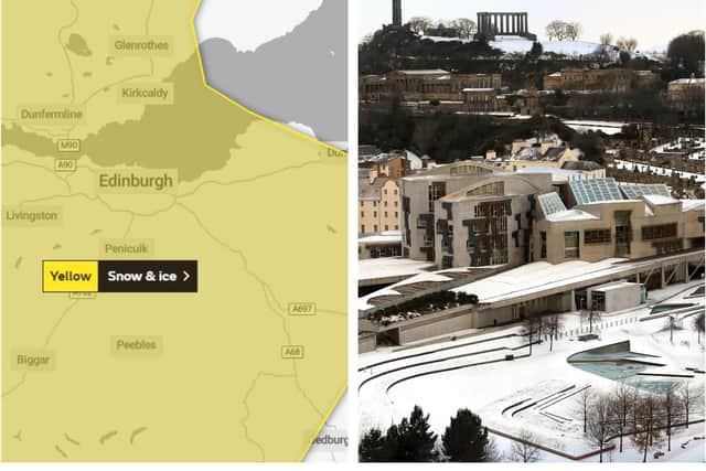 Edinburgh weather: Met Office issues snow and ice yellow weather warning for Capital and Lothians