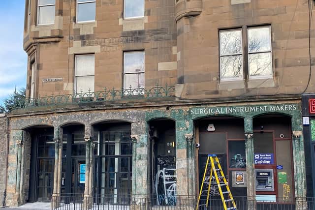 The unearthed sign on the frontage of the new Paolazzi restaurant and bar on Forrest Road. Picture: Edinburgh Spotlight