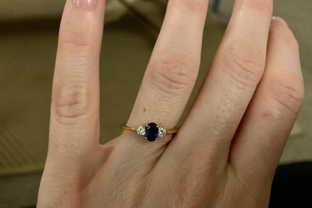 Julie has been reunited with the ring - but it needed to be resized.