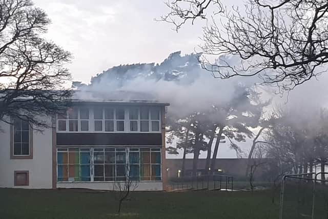 Smoke from the school building. Pic: Ian Georgeson