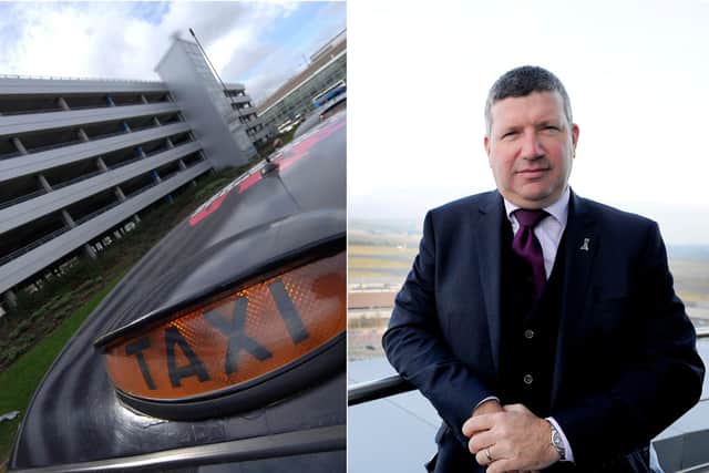 The cabbie was involved in a confrontation with Edinburgh Airport chief Gordon Dewar.