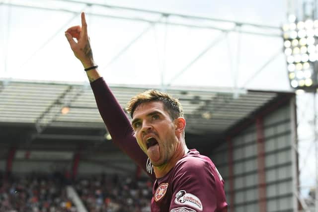 Kyle Lafferty in Hearts colours