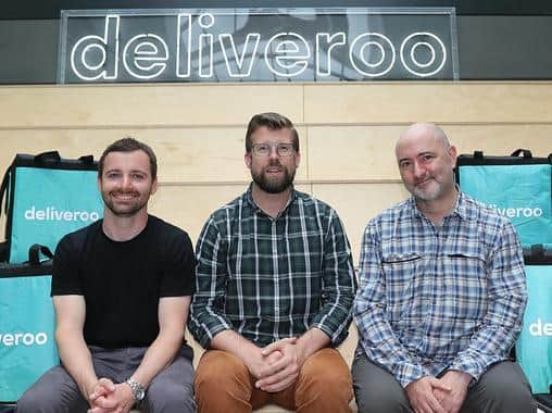 Andy Robinson (site lead, Deliveroo Tech in Edinburgh/former chief commercial officer, Cultivate), Dan Winn (CTO, Deliveroo) and Paul Wilson (engineering manager, Deliveroo/former managing director, Cultivate). Picture: Contributed