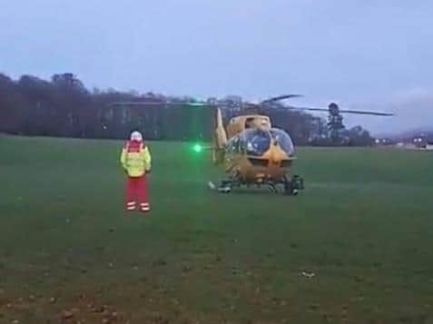 An air ambulance in nearby Howden Park.