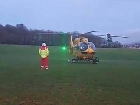 An air ambulance was stationed in Howden Park. Picture: TSPL