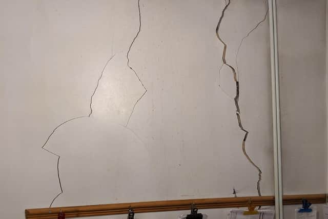 Some of the cracks on the walls.