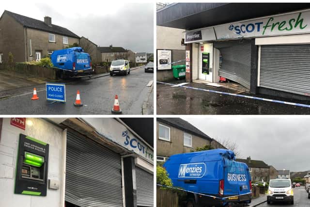 Pictures show stolen van dumped in West Lothian garden after attempted housebreaking at shop