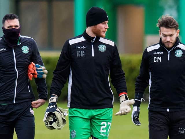 Ofir Marciano (left) and Adam Bogdan (centre) are expected to stay on at Hibs with Chris Maxwell likely to depart in search of first-team football