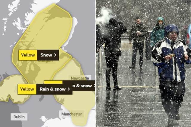 A yellow weather warning for snow is in place.