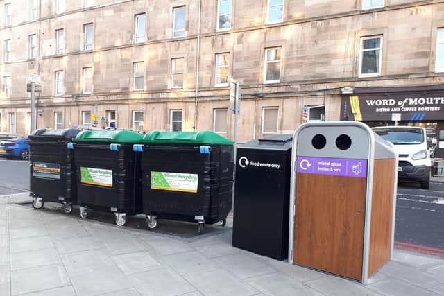 A bin "hub" from the trial in Albert Street (Photo: Edinburgh City Council)
