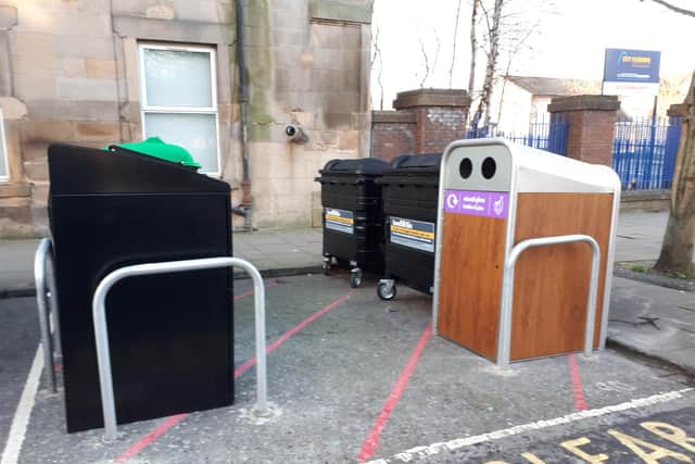 A bin "hub" from the trial in Albert Street (Photo: Edinburgh City Council)