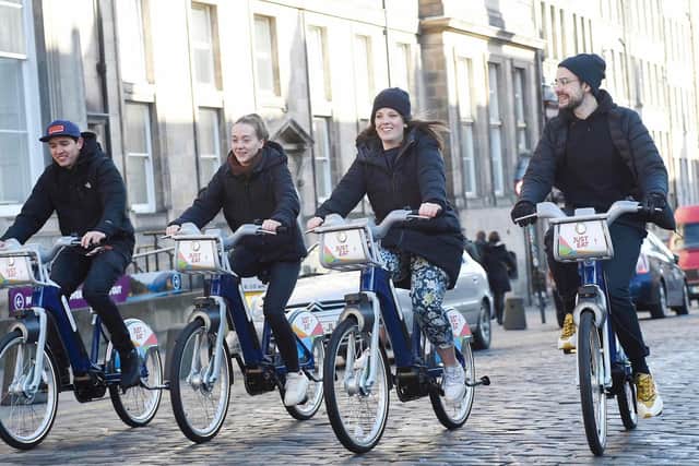 Just Eat's e-bikes were launched in Edinburgh on Monday