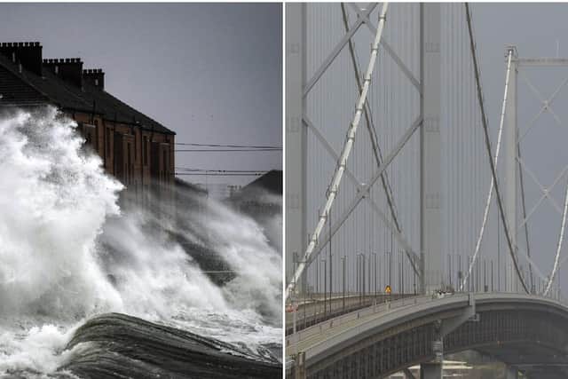 The Forth Road Bridge has been shut to all double decker buses due to the extreme weather conditions caused by storm Dennis   picture: JPI Media