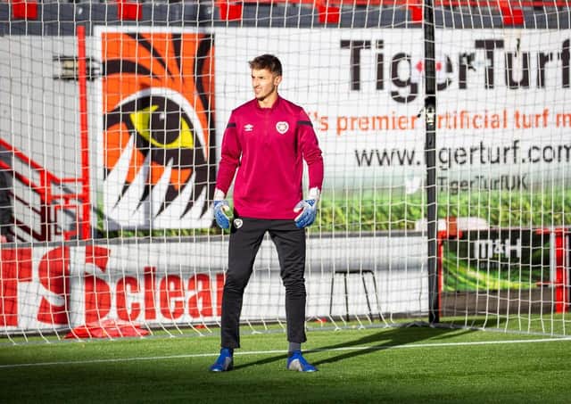 Goalkeeper Harry Stone has been working with the Hearts first team despite being only 17. Pic: David Mollison