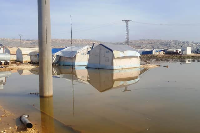 Tents in water in Idlib.
