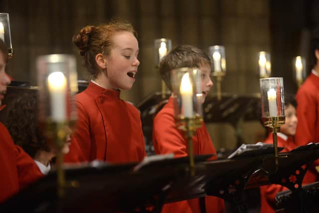 Olivia Massimo rehearsing with other choristers. Picture: Jon Savage.