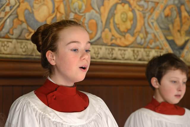 Olivia Massimo rehearsing with other choristers. Picture: Jon Savage.