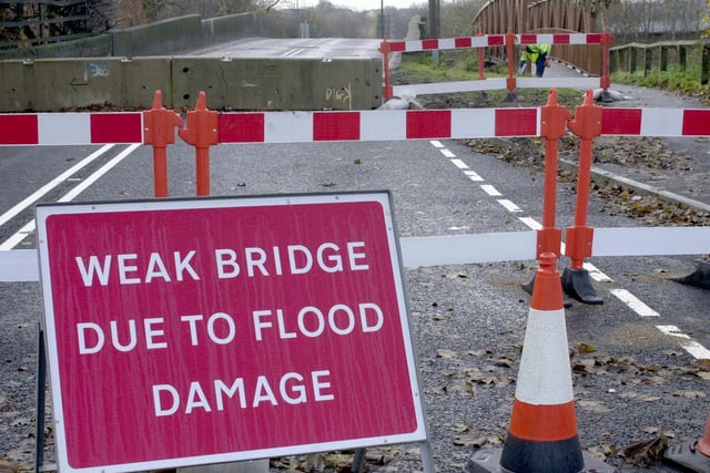 Flood damage forced the closure of Swillington Bridge which was left unstable.