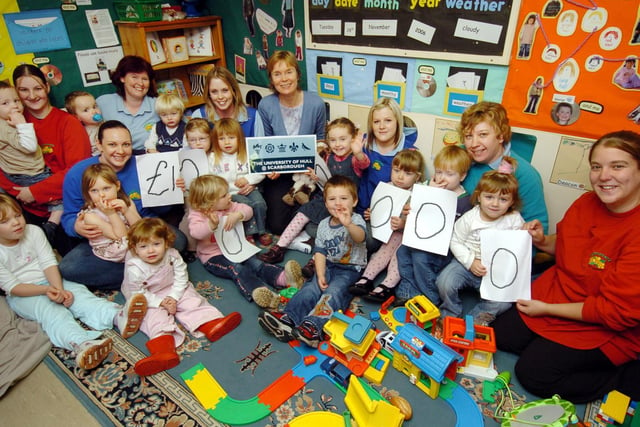 £1m grant to University of Hull Scarborough campus for nursery training. Buttercups Nursery staff and children celebrate the huge grant