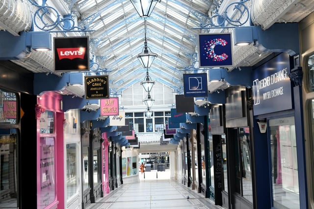 Queens's Arcade was deserted after it's shops and cafes were told to close for the second time this year.
