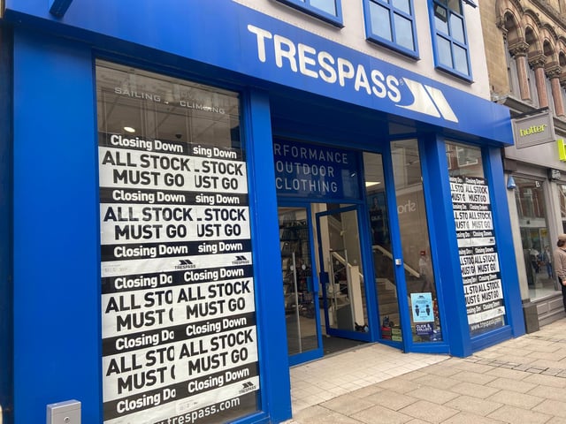 Sports shop Trespass was plastered in closing down sale posters before the second UK lockdown. However, the Commercial Street store is still listed on the company's website.