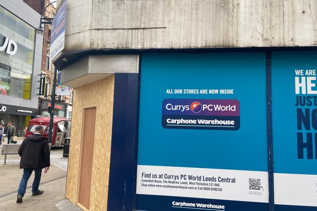 The Carphone Warehouse store in the corner of Commercial Street and Briggate is closed and up for sale. Customers can still access Carphone Warehouses within the Currys/PCWorld stores in Albion Street and Crown Point Shopping Centre.