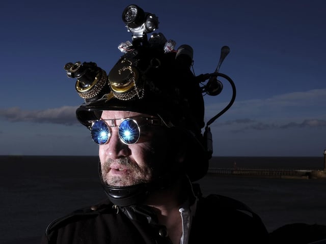 Wonderful costumes at Whitby Steampunk weekend.