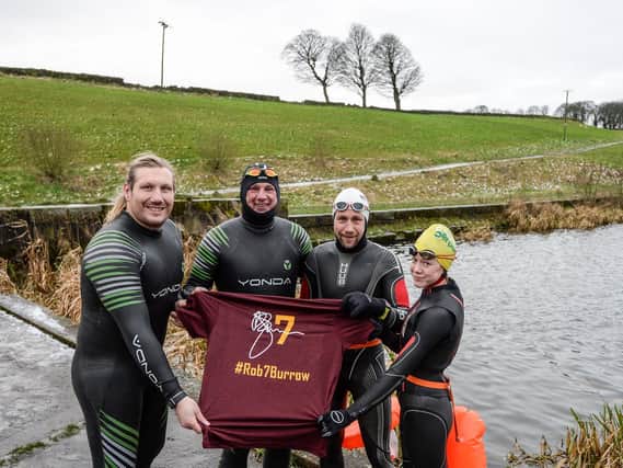 Former Rugby League Players Eorl Crabtree, Andy Kelly, Danny Seal and his daughter Beth prepare for a New Years Day dip in the final challenge to raise awareness of MND and Rob Burrow.