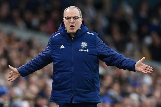 CHANGES: Whites boss Marcelo Bielsa, above, has seen only two players start every league game so far this term and only one play every minute. Photo by PAUL ELLIS/AFP via Getty Images.