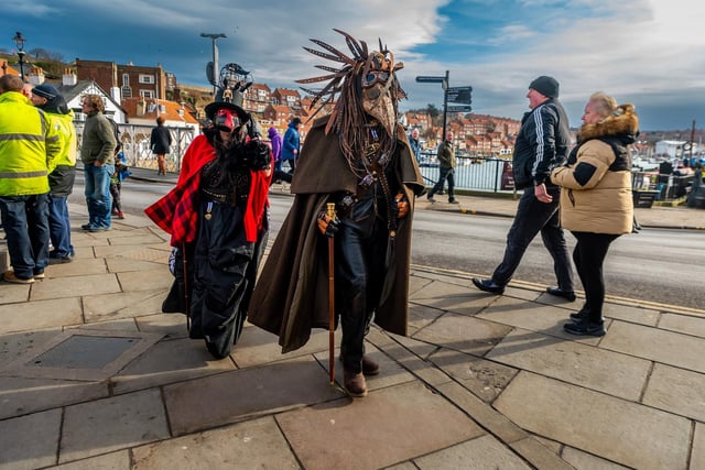 Scott, and Suzanne Forsyth, of Glasgow, strolling around Whitby during the town's Steampunk Weekend.