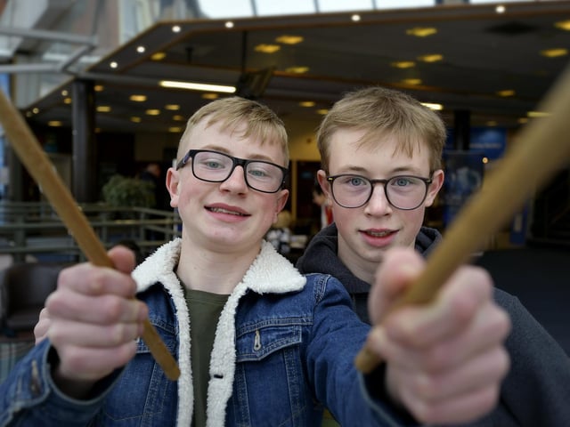 Theo ready for some drumming with brother Charlie, both from Fyling Hall.
2209198d