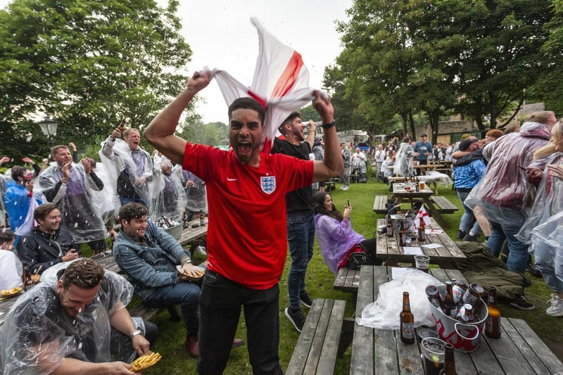 Fans celebrate England's result