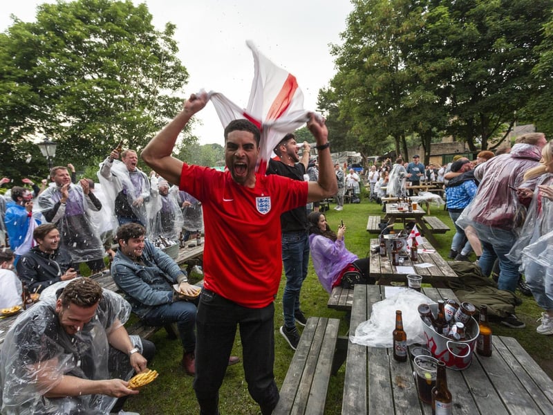 Fans celebrate England's result