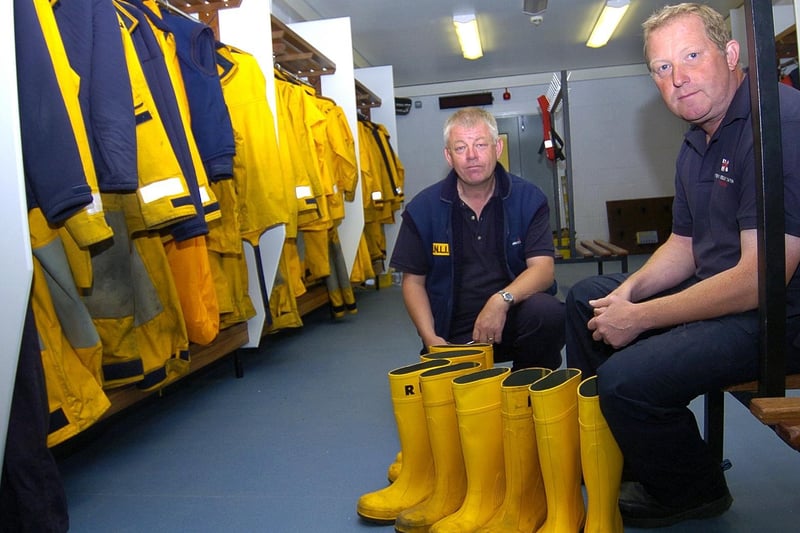 Mike Russell and Glen Goodberry get Whitby lifeboat station ready for duty.