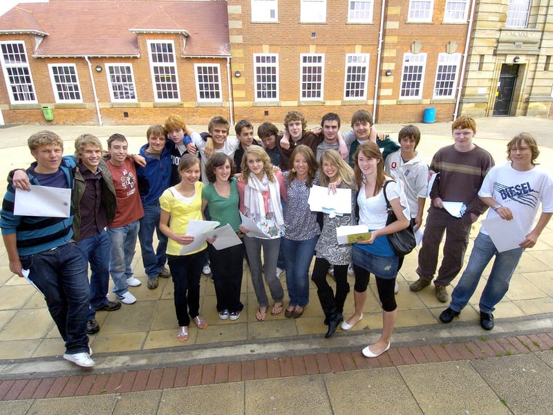 Whitby Community College students receiving their GCSE results.