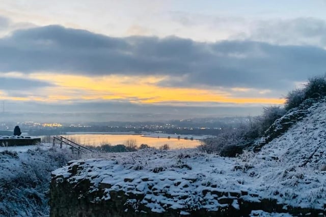 Robert Wood's snowy view from Sandal Castle.