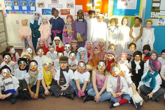The cast of the French nativity at Sandal Endowed Junior School in December 2007.