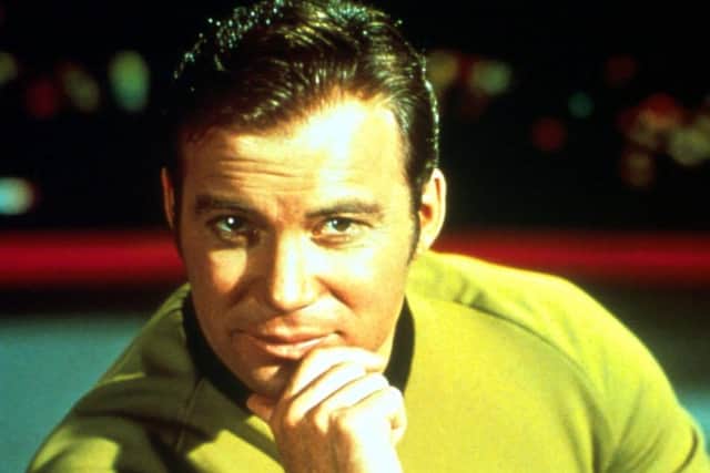 William Shatner as Captain James T Kirk in the original series of Star Trek