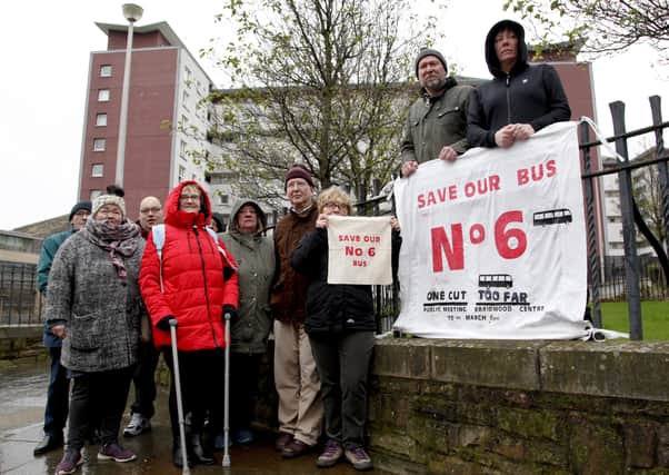 Dumbiedykes residents protest against the loss of the No.6 bus service (Picture: Alistair Linford)
