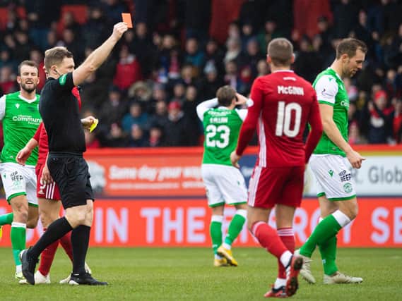 Steven Whittaker's red card was the turning point in Hibs' defeat at Aberdeen.