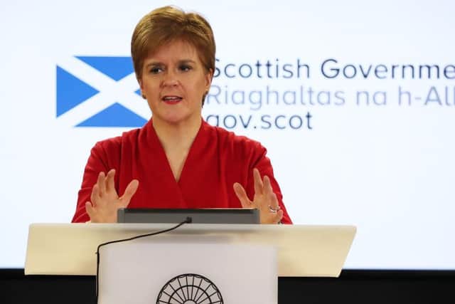 First Minister Nicola Sturgeon was speaking at her daily media conference