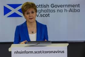 First Minister Nicola Sturgeon giving a briefing on the spread of coronavirus (Photo by Michael Schofield/WPA pool/Getty Images)