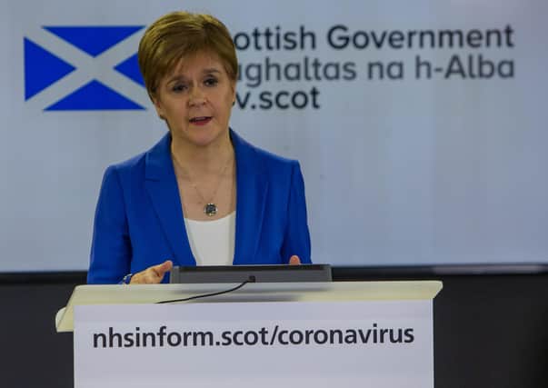 First Minister Nicola Sturgeon giving a briefing on the spread of coronavirus (Photo by Michael Schofield/WPA pool/Getty Images)