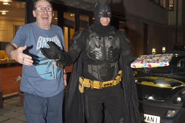 Edinburgh panto legend Andy Gray meets Batman