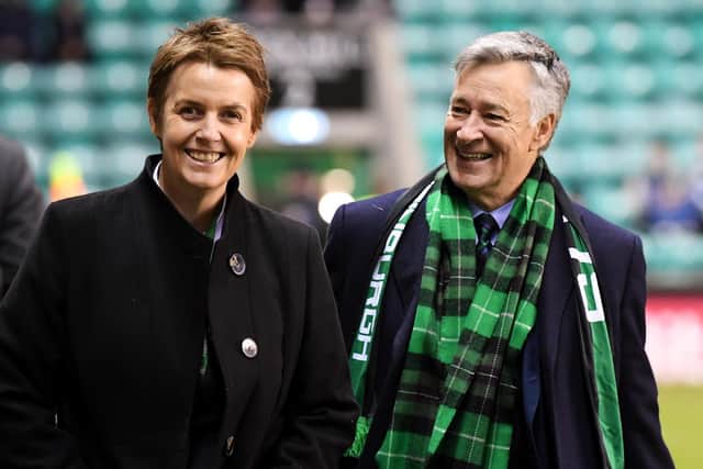 Hibs chief executive Leeann Dempster and club owner Ron Gordon