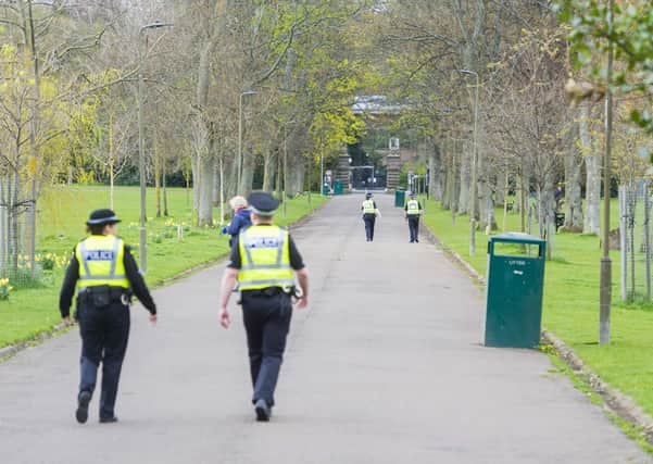 Police on patrol in Inverleith Park during the ongoing lockdown  (Picture: Mark Scates/SNS Group)