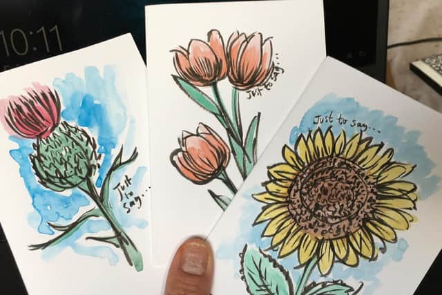 Flower cards by Edinburgh Sketcher Mark Kirkham